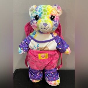 Build-A-Bear Rainbow Run Wild Cheetah Plush with Pajama Outfit and Pink Backpack
